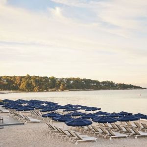 Beach lounge chairs at Sea Crest Beach Hotel.