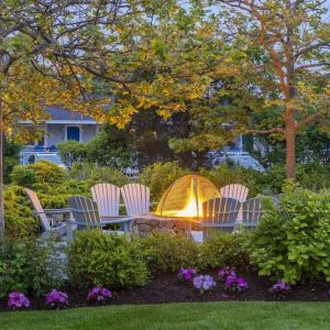 Outdoor lounge seating at Sea Crest Beach Hotel.