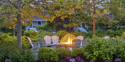 Outdoor lounge seating at Sea Crest Beach Hotel.