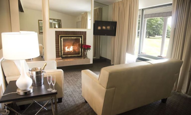 Fire place at Cove Haven Resort.