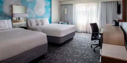 Day use twin room with work desk and big windows at Sonesta Select Atlanta Norcross I-85.