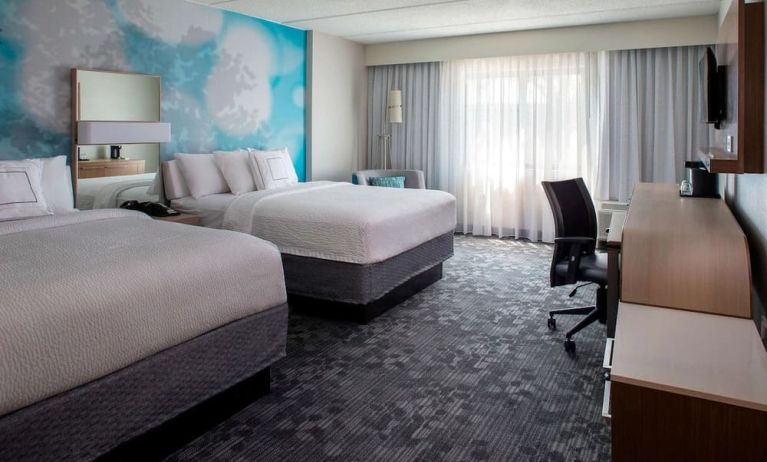 Day use twin room with work desk and big windows at Sonesta Select Atlanta Norcross I-85.