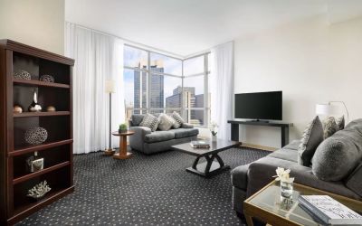 King room with lounge at Millennium Hotel Broadway Times Square.