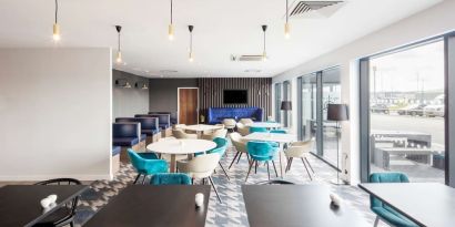 Dining hall at Hampton By Hilton Humberside Airport.