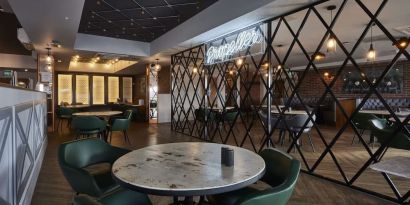 Dining area at Hampton By Hilton Humberside Airport.