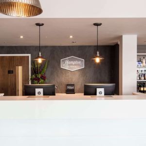 Reception desk at Hampton By Hilton Humberside Airport.