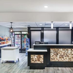 Reception and snack bar at Homewood Suites By Hilton Shreveport.
