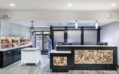 Reception and snack bar at Homewood Suites By Hilton Shreveport.