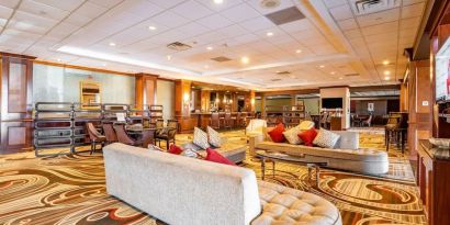 Lobby lounge area at Wyndham Omaha.