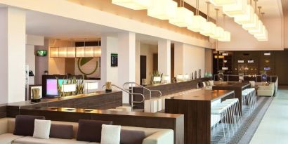 Lounge area and workspace at Element Miami International Airport.