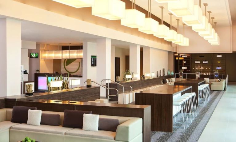 Lounge area and workspace at Element Miami International Airport.