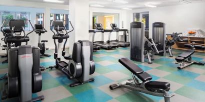 Fully equipped fitness center at Element Miami International Airport.