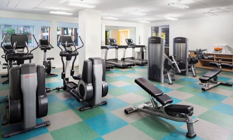 Fully equipped fitness center at Element Miami International Airport.