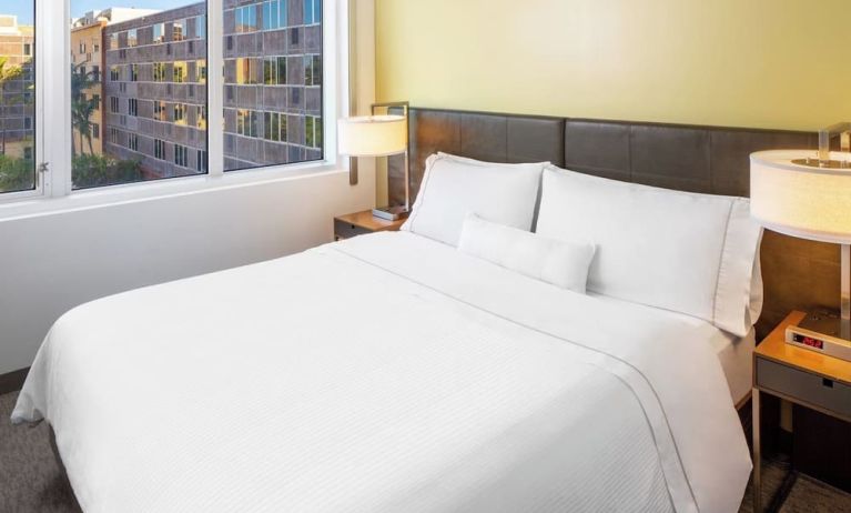 King bed at Element Miami International Airport.