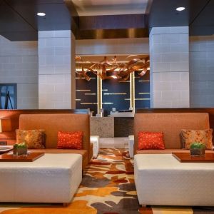 Lobby lounge seating at Hilton Dallas/ Plano Granite Park.