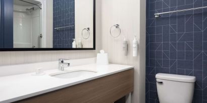 Guest bathroom at Spark By Hilton Guelph.