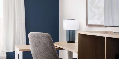 Work space at Spark By Hilton Guelph.
