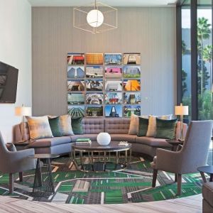 Coworking lounge at Homewood Suites By Hilton LAX Airport.