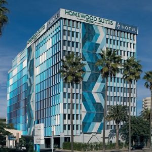 Hotel exterior at Homewood Suites By Hilton LAX Airport.