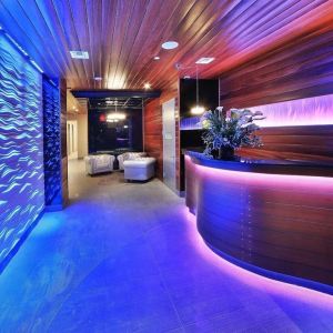 Hotel reception at Aura Hotel Brooklyn.