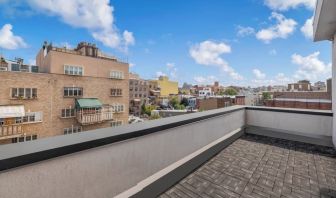 Outdoor patio at Aura Hotel Brooklyn.