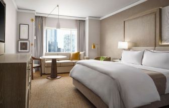 Delux king room with TV and work space at The Westin Philadelphia.