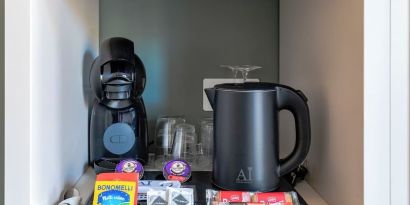 Coffee station at Aiello Hotels Isola Design District.