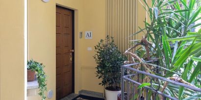 Hotel entrance at Aiello Hotels Isola Design District.