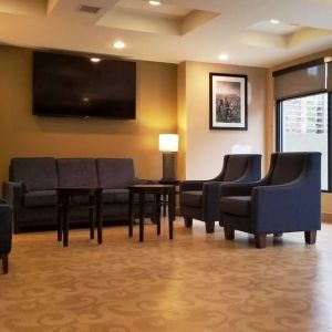 Lobby lounge area at Days Inn By Wyndham Brooklyn Marine Park.