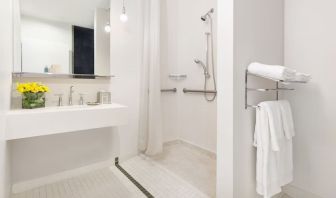 Private guest bathroom with shower at Nu Hotel - Brooklyn.