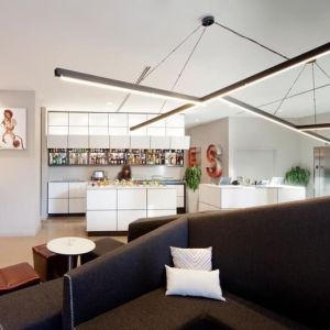 On-site bar and comfortable seating at Nu Hotel - Brooklyn.