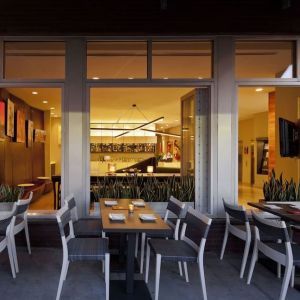 Outdoor dining area at Nu Hotel - Brooklyn.