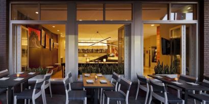 Outdoor dining area at Nu Hotel - Brooklyn.