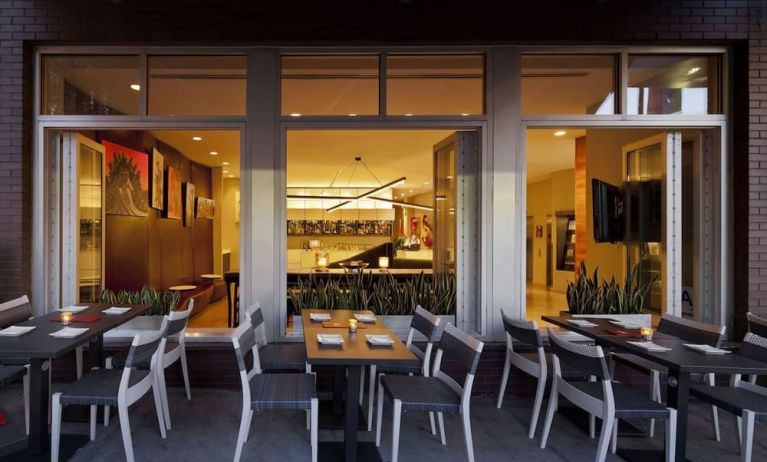 Outdoor dining area at Nu Hotel - Brooklyn.
