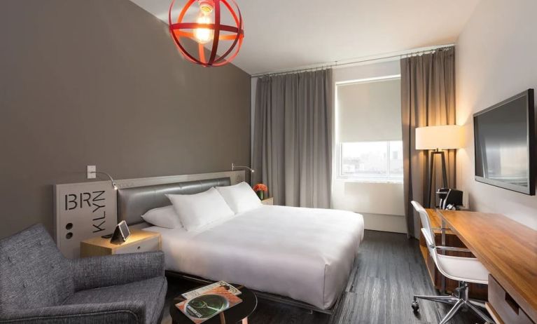 Standard room with king bed and work desk at Nu Hotel - Brooklyn.
