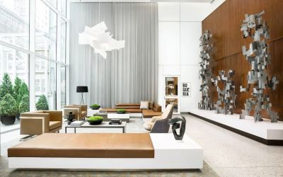Lobby area at AC Hotel New York Times Square.
