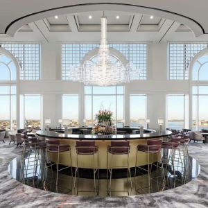 Hotel bar and lounge area with natural light at The Westin New Orleans.