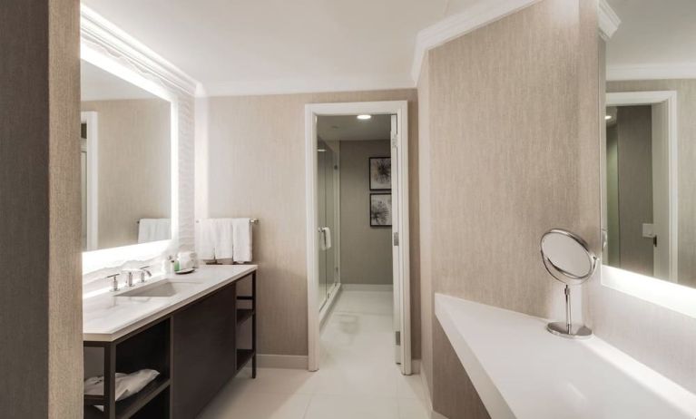 Guest bathroom with shower at The Westin New Orleans.