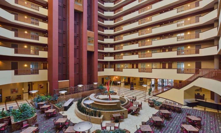 Coworking and lounge area at Embassy Suites By Hilton Charlotte-Concord-Golf Resort & Spa.