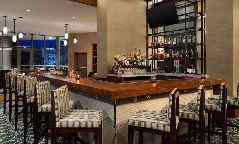 On-site bar and lounge area at Hyatt Centric Brickell Miami.