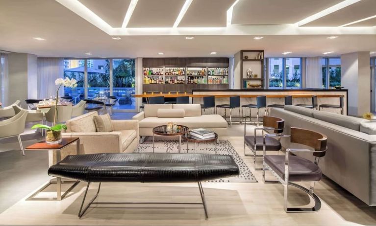 On-site bar with lounge area at Hyatt Centric Miami South Beach.