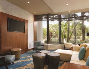 Lounge seating at Hilton Miami Airport Blue Lagoon.