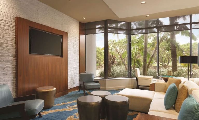 Lounge seating at Hilton Miami Airport Blue Lagoon.