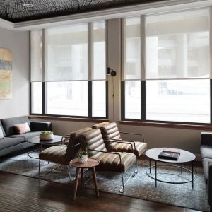 Lobby and coworking lounge at The Boxer Boston.