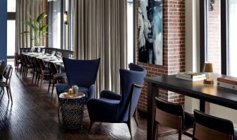 Dining area perfect for coworking at The Boxer Boston.