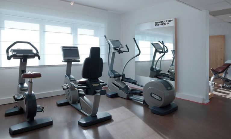 Fitness center at Sheraton Paris Charles De Gaulle Airport Hotel.
