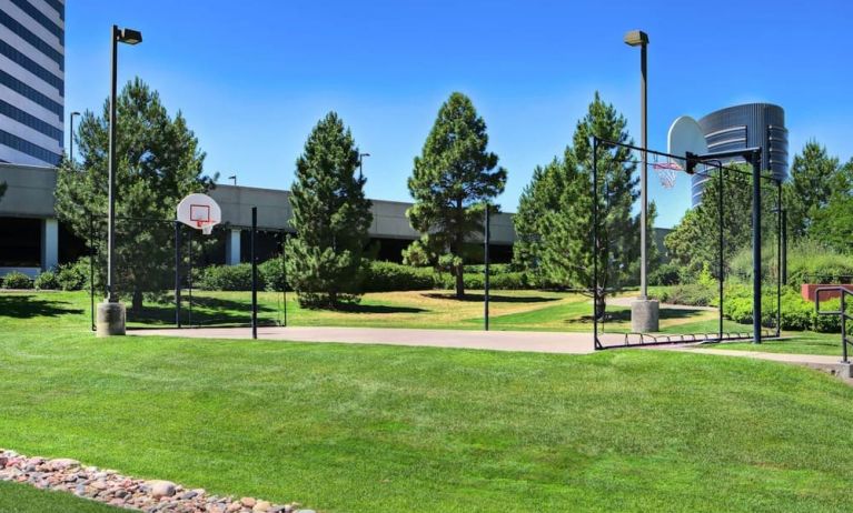 Outdoor garden at Hampton Inn & Suites Denver Tech Center.