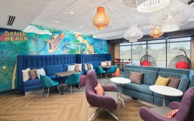 Lounge and coworking space at Tru By Hilton Ft. Lauderdale Airport.