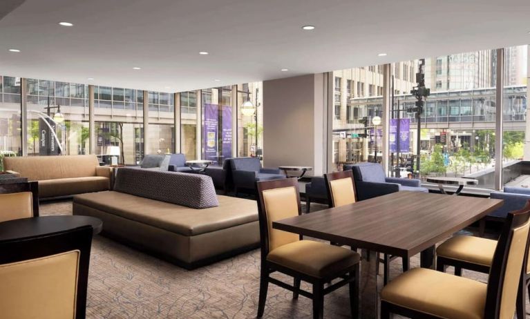 Coworking lounge at Homewood Suites By Hilton Chicago Downtown/Magnificent Mile.