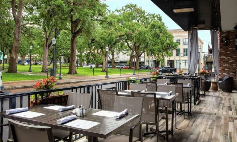 Outdoor restaurant at Hilton Garden Inn Mobile Downtown.